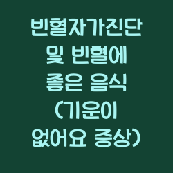 빈혈자가진단 및 빈혈에 좋은 음식 (기운이 없어요 증상) 챕터1