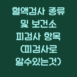 혈액검사 종류 및 보건소 피검사 항목 (피검사로 알수있는것) 챕터1