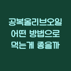 공복올리브오일 어떤 방법으로 먹는게 좋을까 챕터1